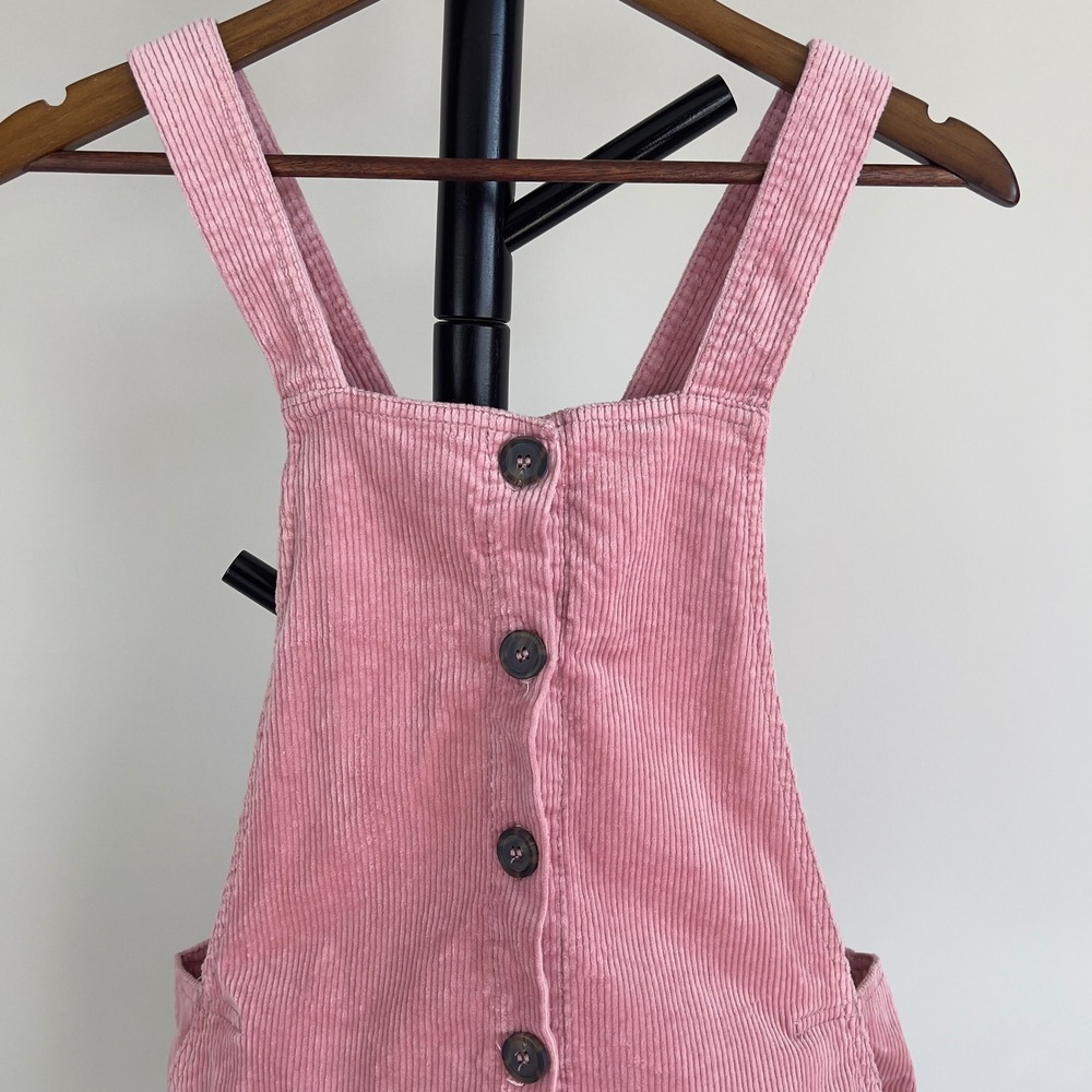 Love Tree Pink Corduroy Button Front Pinafore Overall Dress Large D4002 - Picture 6 of 11